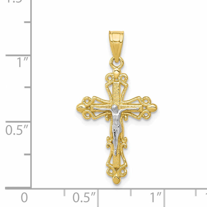Lovely Rita's Pendants & Charms 10k Yellow Rhodium Gold Crucifix Pendant
