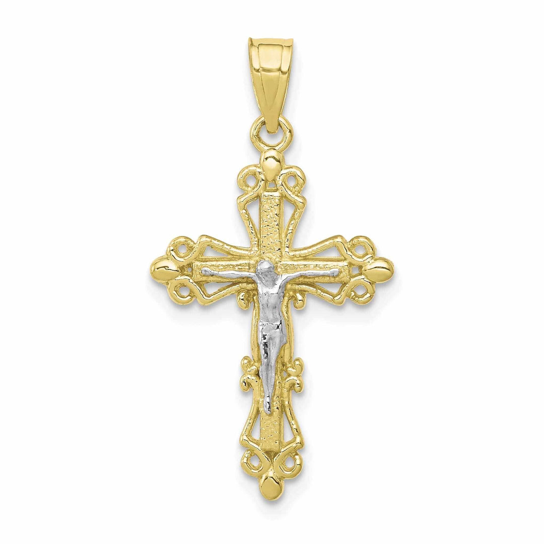 Lovely Rita's Pendants & Charms 10k Yellow Rhodium Gold Crucifix Pendant