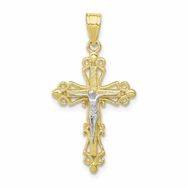 Lovely Rita's Pendants & Charms 10k Yellow Rhodium Gold Crucifix Pendant