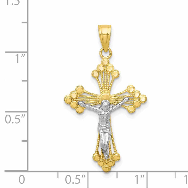 Lovely Rita's Pendants & Charms 10k Yellow Rhodium Gold Polished Crucifix Pendant
