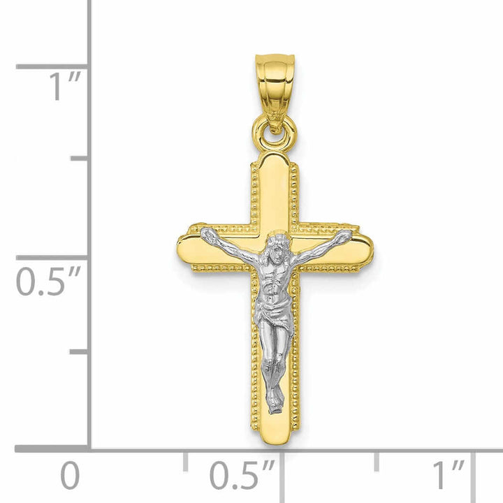 Lovely Rita's Pendants & Charms 10k Yellow Rhodium Gold Polished Crucifix Pendant