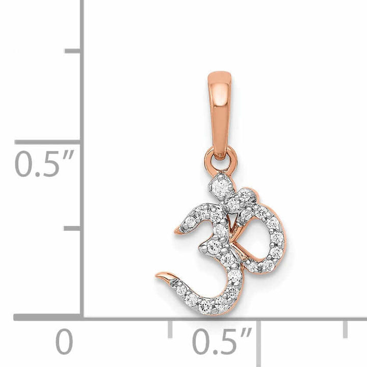 Lovely Rita's Pendants & Charms 14 Rose Gold Polished Finish 0.097CT Diamond Om Symbol Design Charm Pendant