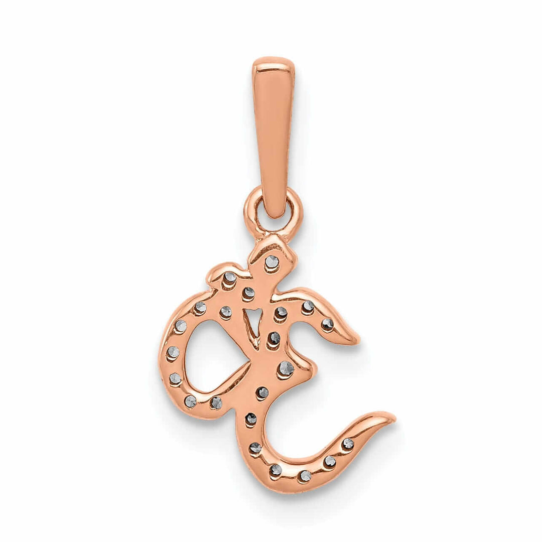 Lovely Rita's Pendants & Charms 14 Rose Gold Polished Finish 0.097CT Diamond Om Symbol Design Charm Pendant