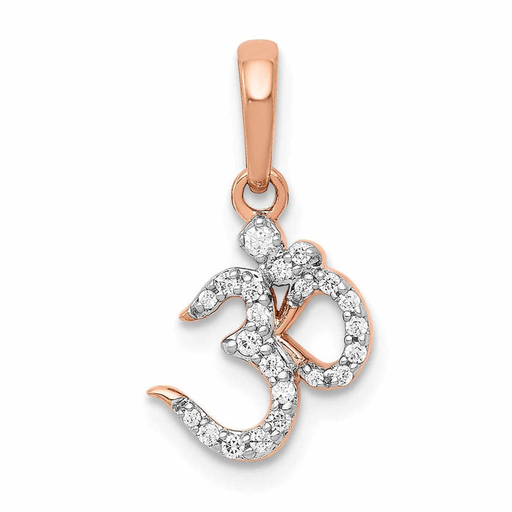 Lovely Rita's Pendants & Charms 14 Rose Gold Polished Finish 0.097CT Diamond Om Symbol Design Charm Pendant