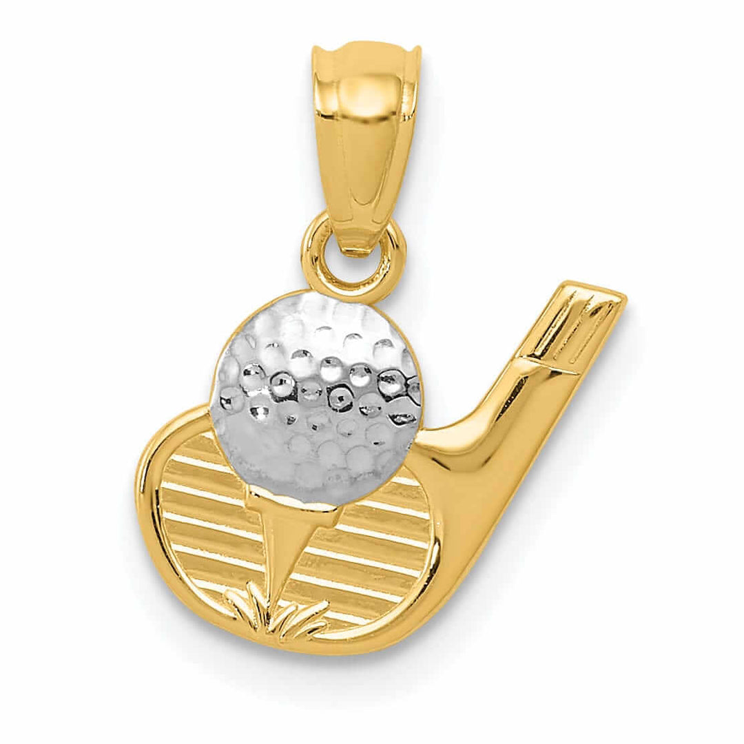 Lovely Rita's Pendants & Charms 14 Two Tone Gold Golf Ball Tee Club Ball Charm