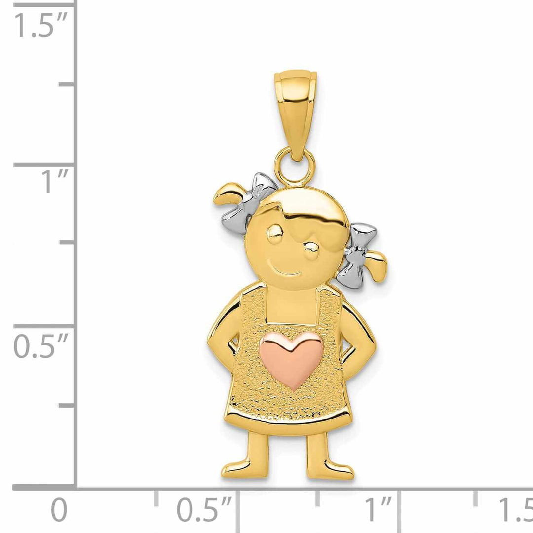 Lovely Rita's Pendants & Charms 14 Two Tone Gold Heart Shirt Girl Charm Pendant