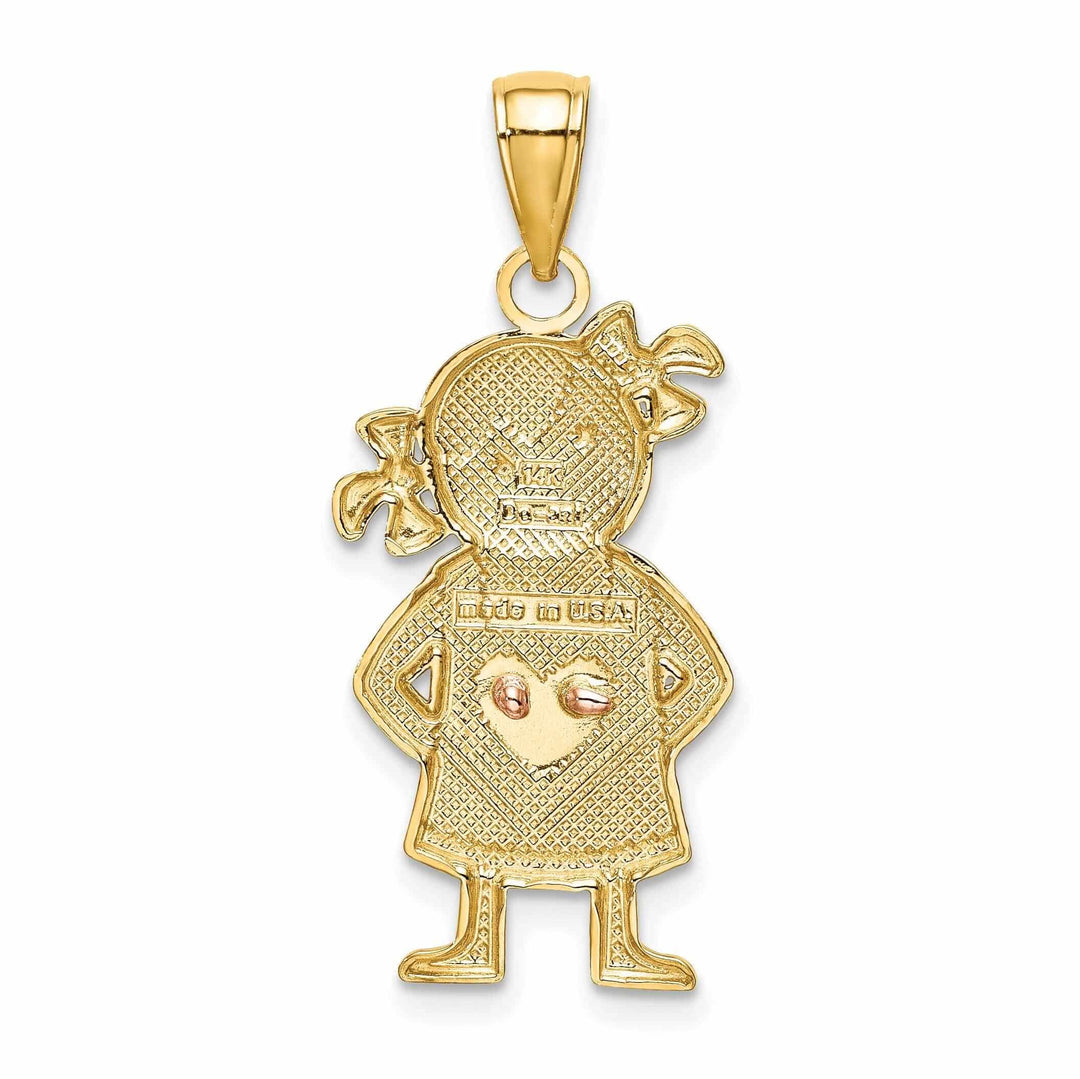 Lovely Rita's Pendants & Charms 14 Two Tone Gold Heart Shirt Girl Charm Pendant