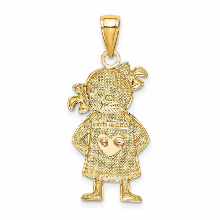 Lovely Rita's Pendants & Charms 14 Two Tone Gold Heart Shirt Girl Charm Pendant