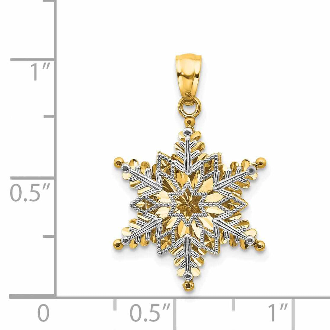Lovely Rita's Pendants & Charms 14 Two Tone Gold Open 2 Level Snowflake Pendant