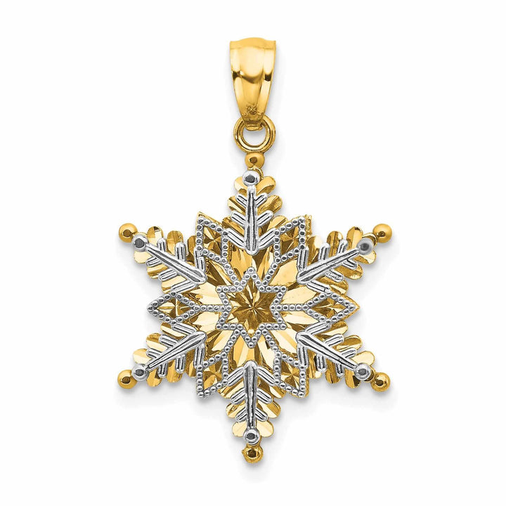 Lovely Rita's Pendants & Charms 14 Two Tone Gold Open 2 Level Snowflake Pendant