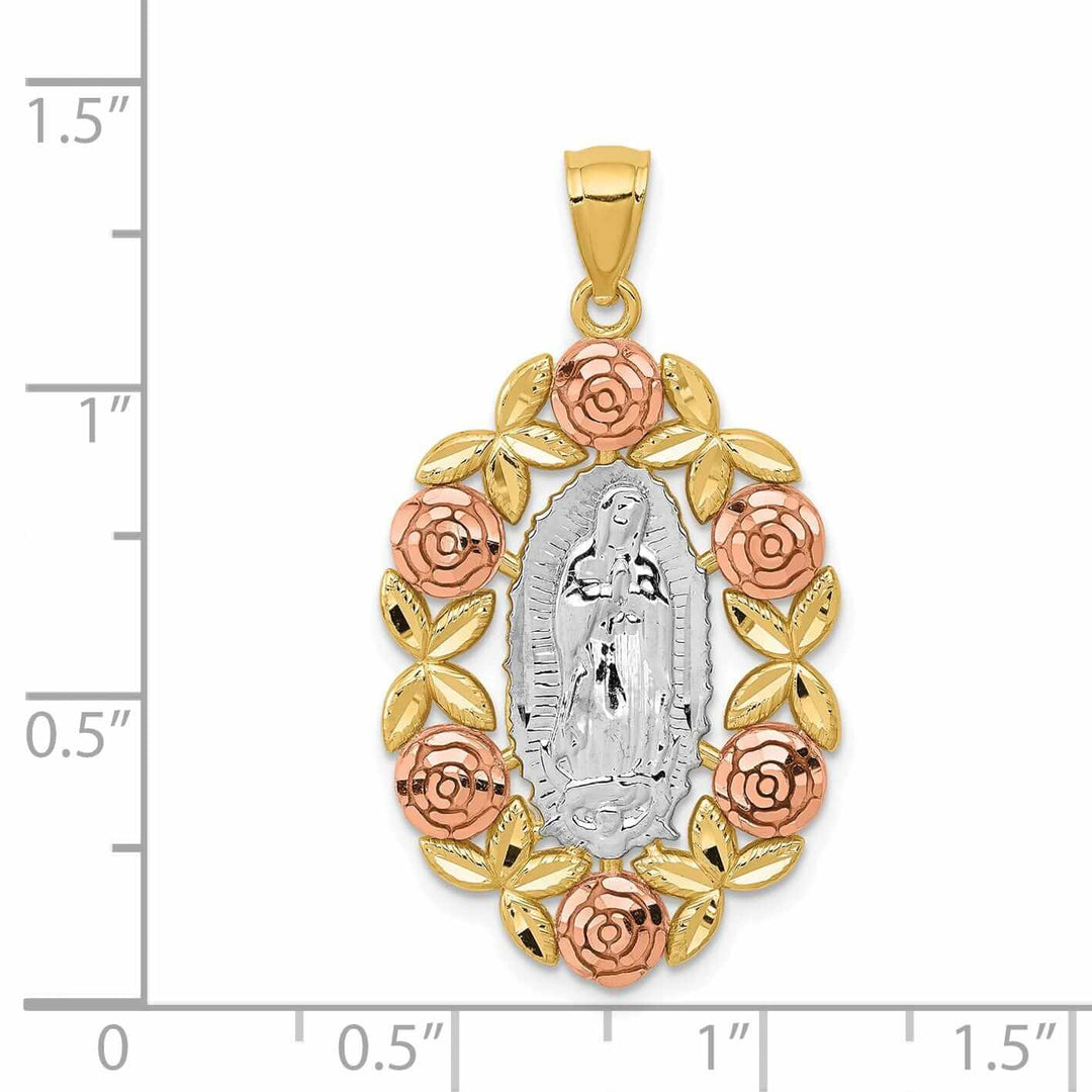 Lovely Rita's Pendants & Charms 14 Two Tone Gold Our Lady of Guadalupe Pendant
