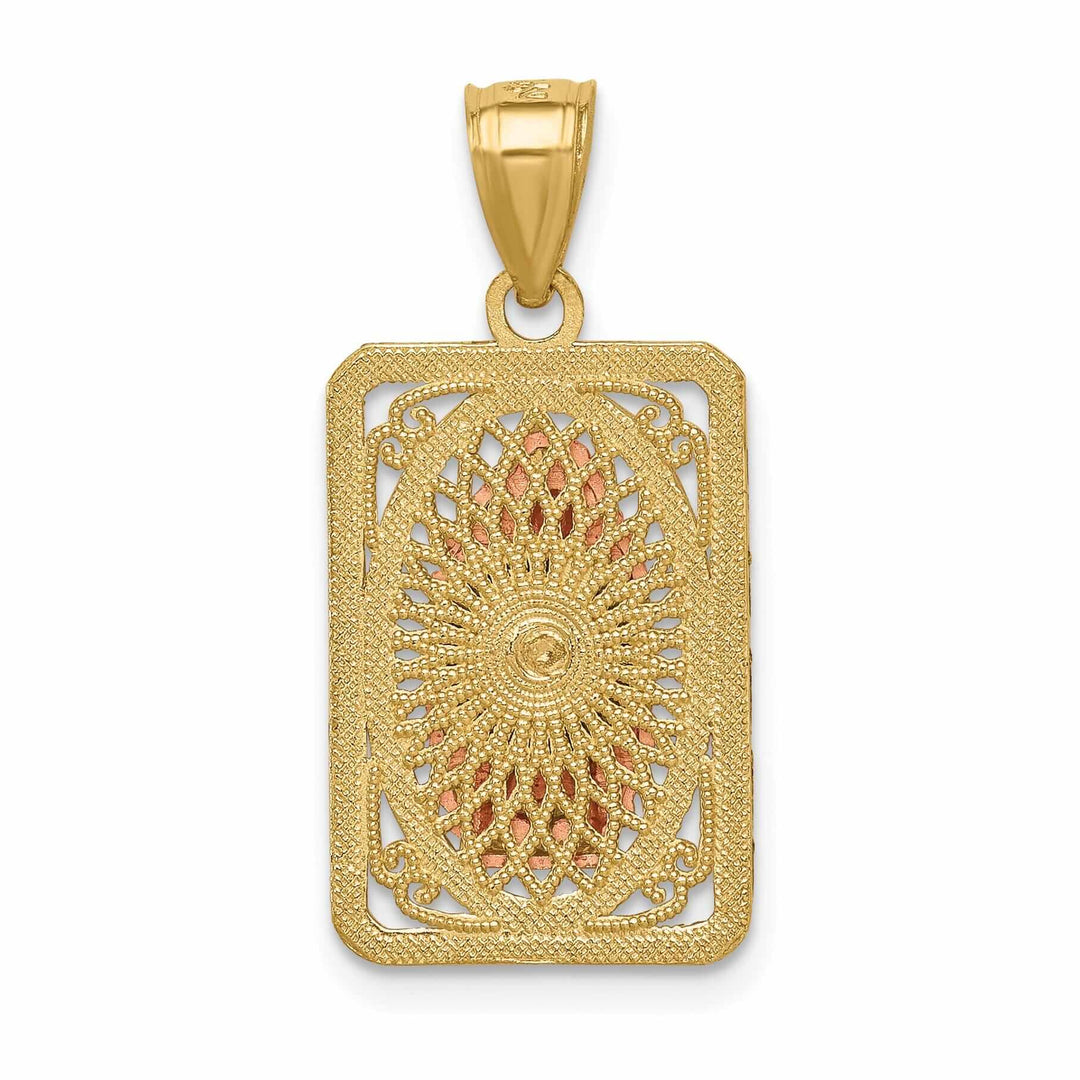 Lovely Rita's Pendants & Charms 14 Two Tone Gold Square Lady of Guadalupe Charm