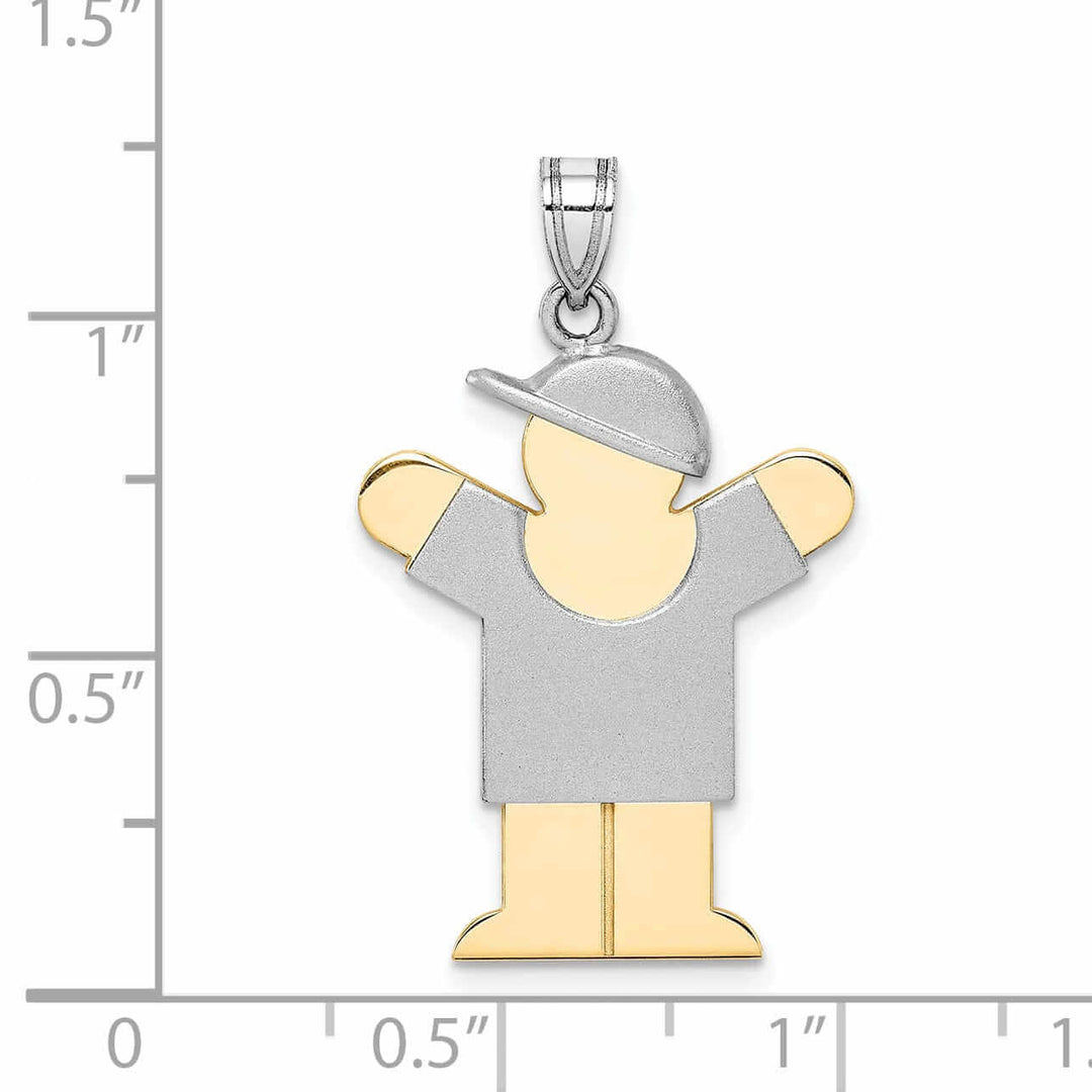 Lovely Rita's Pendants & Charms 14 Two-tone Polished Large Boy With Hat Love Charm