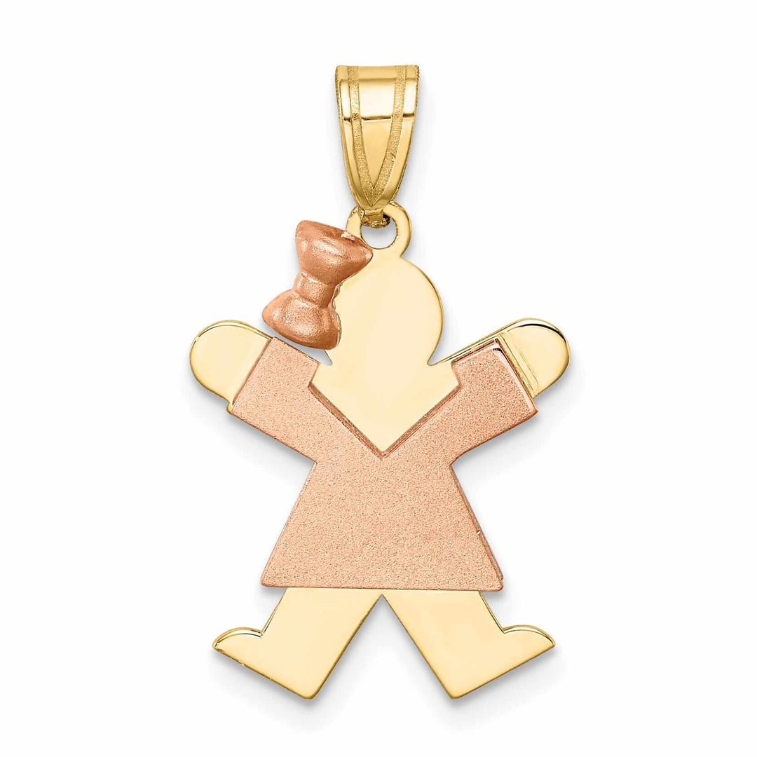 Lovely Rita's Pendants & Charms 14 Two-tone Polished Small Girl With Bow Joy Charm