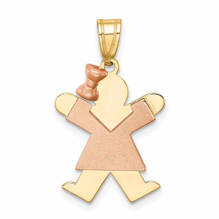 Lovely Rita's Pendants & Charms 14 Two-tone Polished Small Girl With Bow Joy Charm