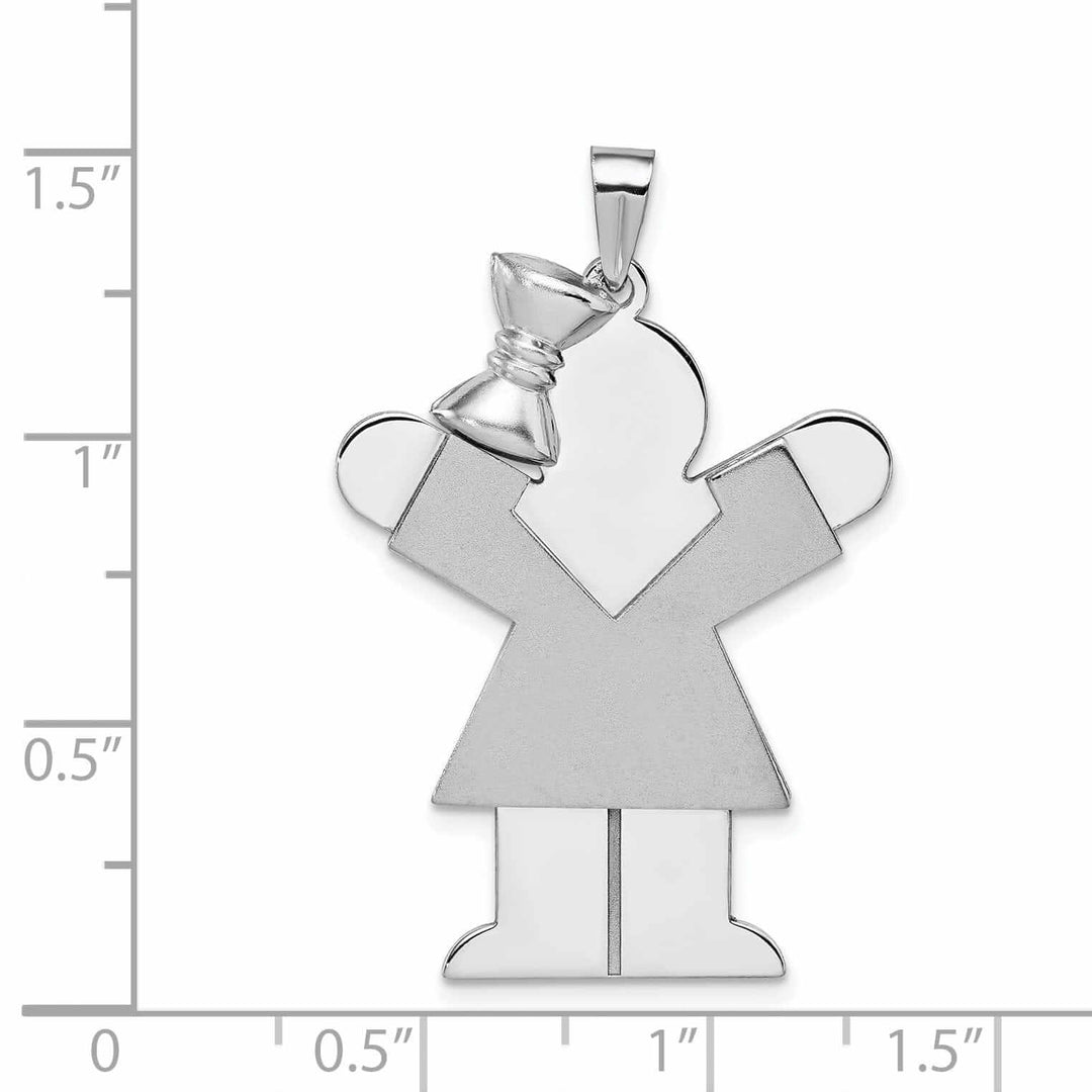 Lovely Rita's Pendants & Charms 14 White Gold Solid Large Girl With Bow Love Charm