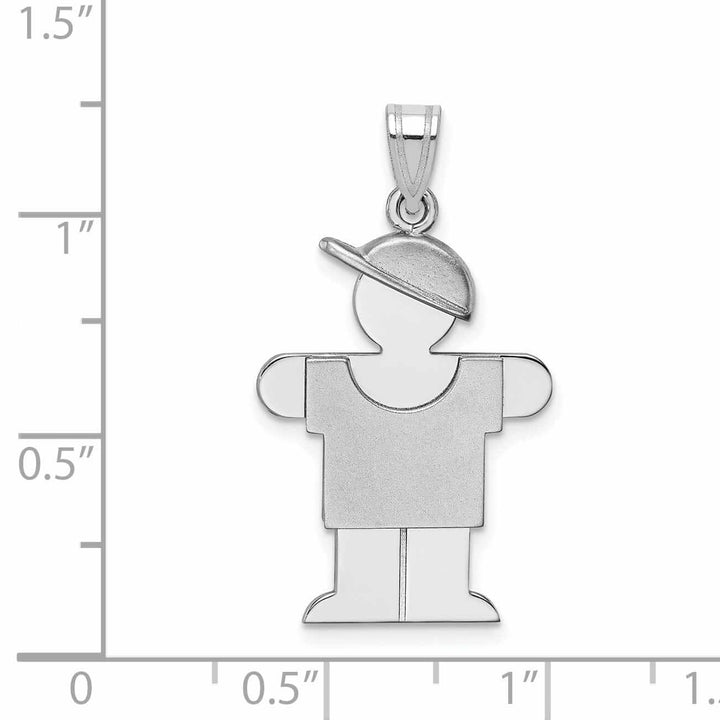 Lovely Rita's Pendants & Charms 14 White Gold Solid Medium Boy With Hat Hugs Charm