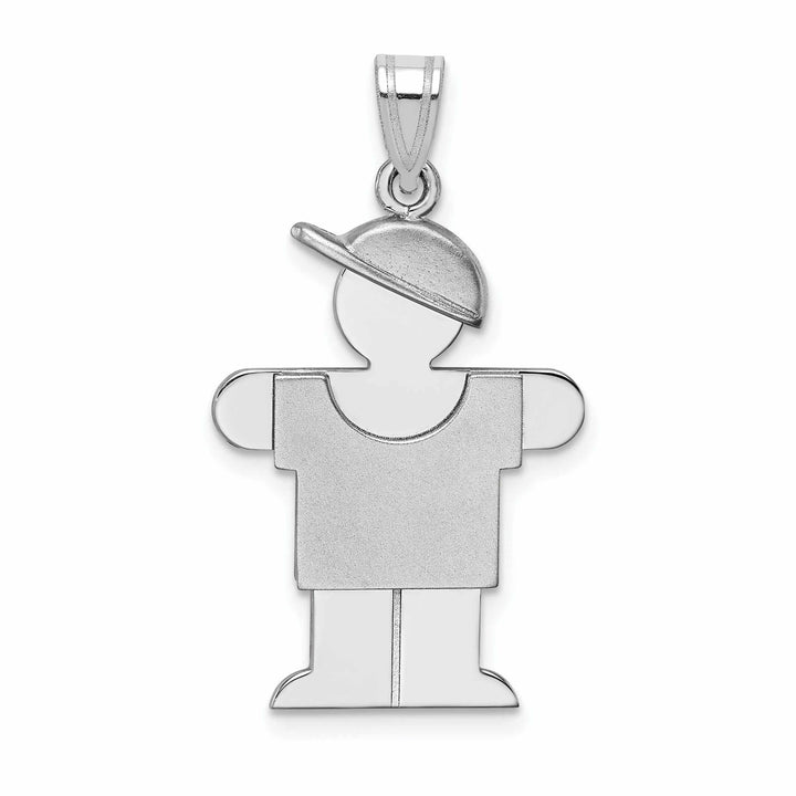 Lovely Rita's Pendants & Charms 14 White Gold Solid Medium Boy With Hat Hugs Charm