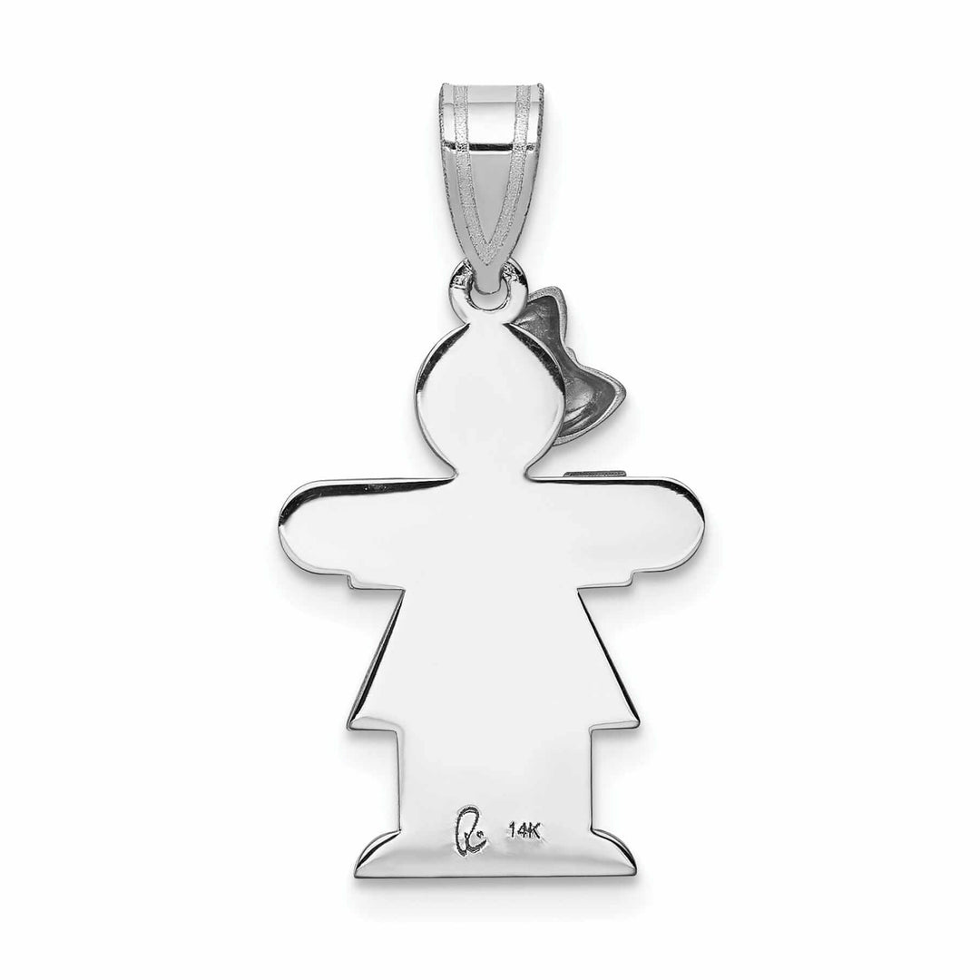 Lovely Rita's Pendants & Charms 14 White Gold Solid Small Girl With Bow Hugs Charm