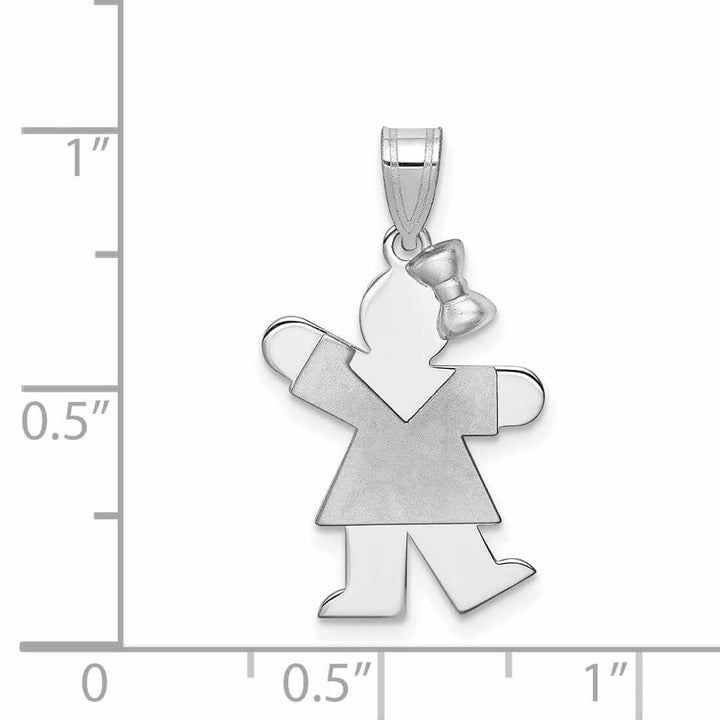 Lovely Rita's Pendants & Charms 14 White Gold Solid Small Girl With Bow Kiss Charm