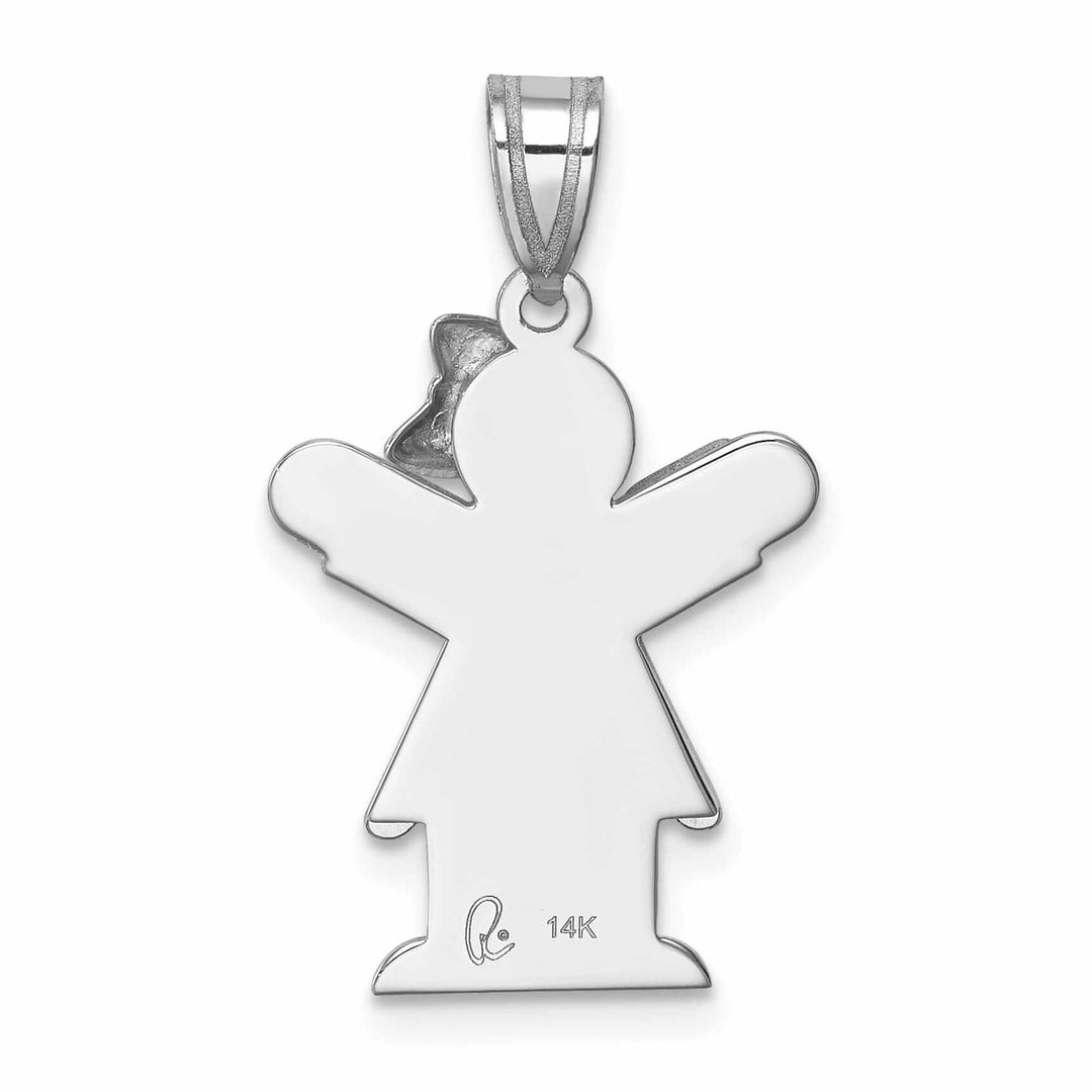 Lovely Rita's Pendants & Charms 14 White Gold Solid Small Girl With Bow Love Charm