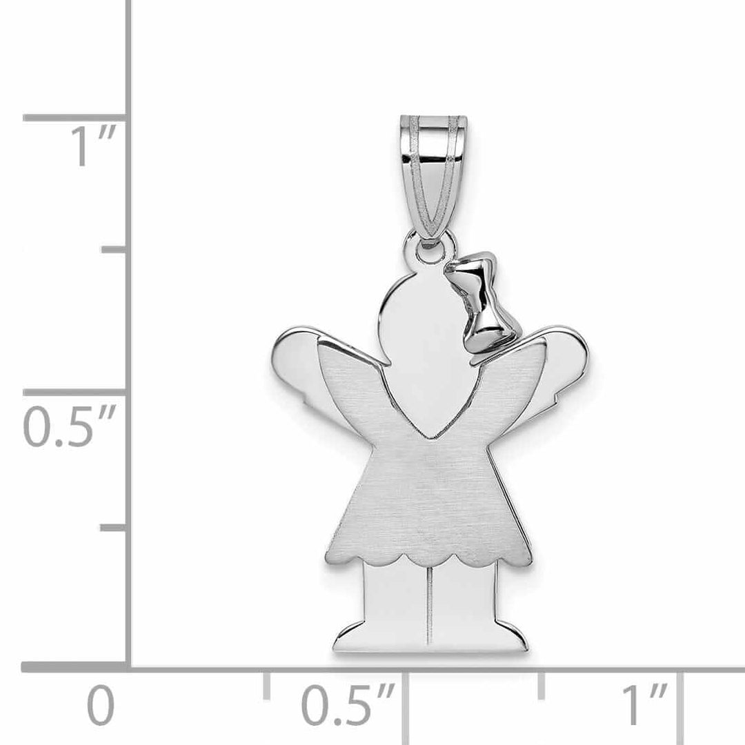 Lovely Rita's Pendants & Charms 14 White Gold Solid Small Girl With Bow Love Charm