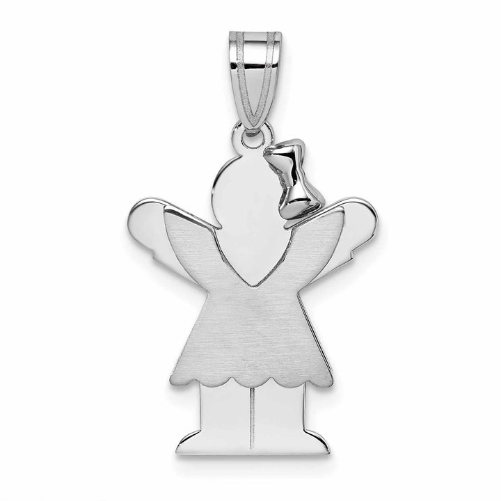 Lovely Rita's Pendants & Charms 14 White Gold Solid Small Girl With Bow Love Charm