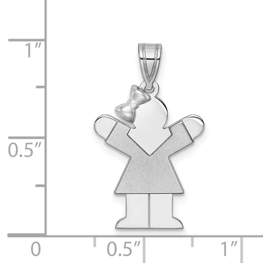 Lovely Rita's Pendants & Charms 14 White Gold Solid Small Girl With Bow Love Charm