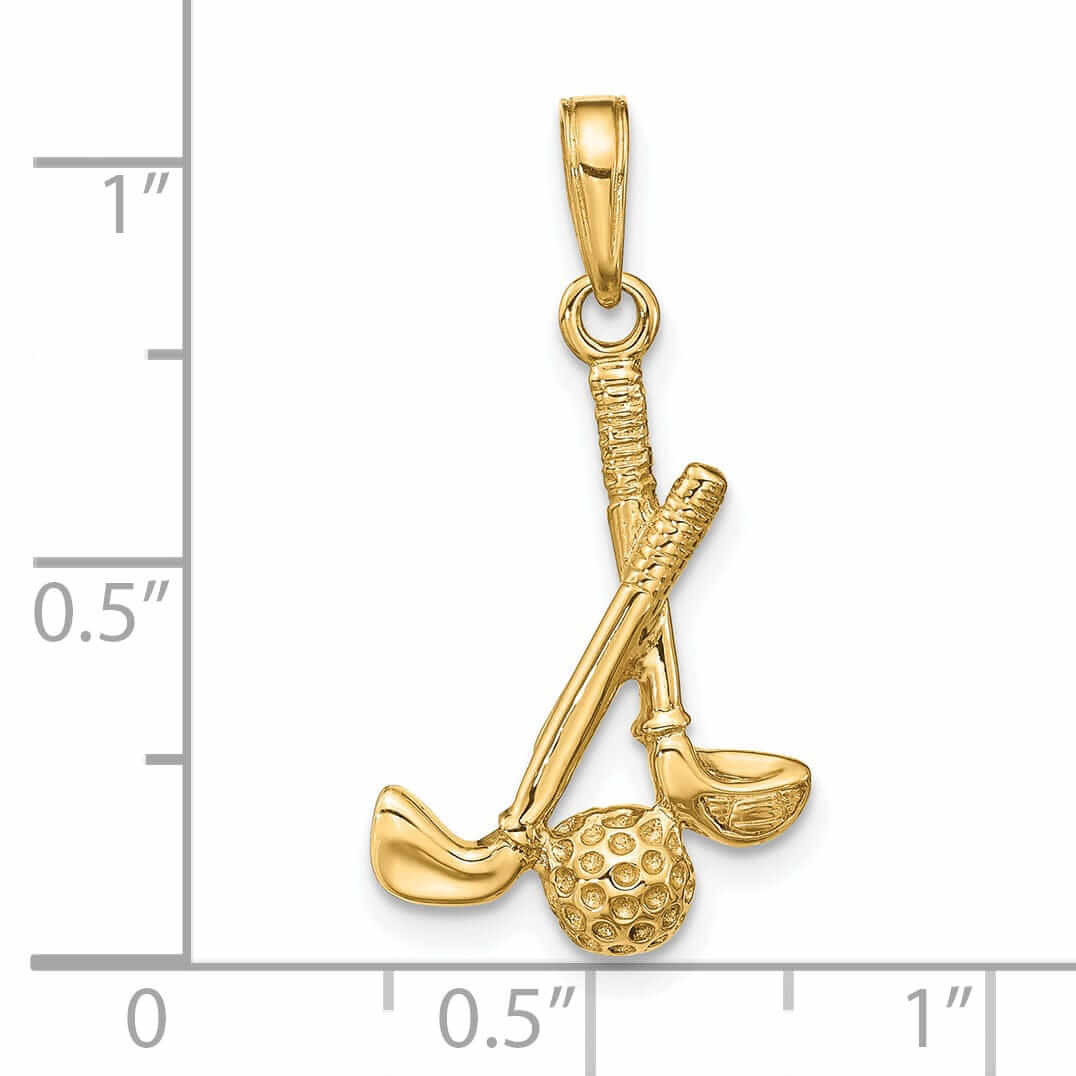Lovely Rita's Pendants & Charms 14 Yellow Gold 3 D Clubs and Ball Charm Pendant