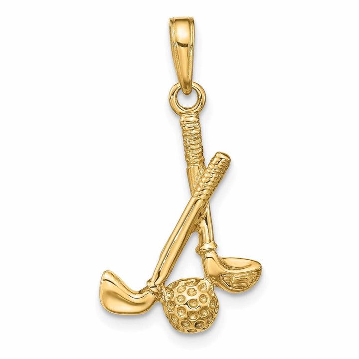Lovely Rita's Pendants & Charms 14 Yellow Gold 3 D Clubs and Ball Charm Pendant