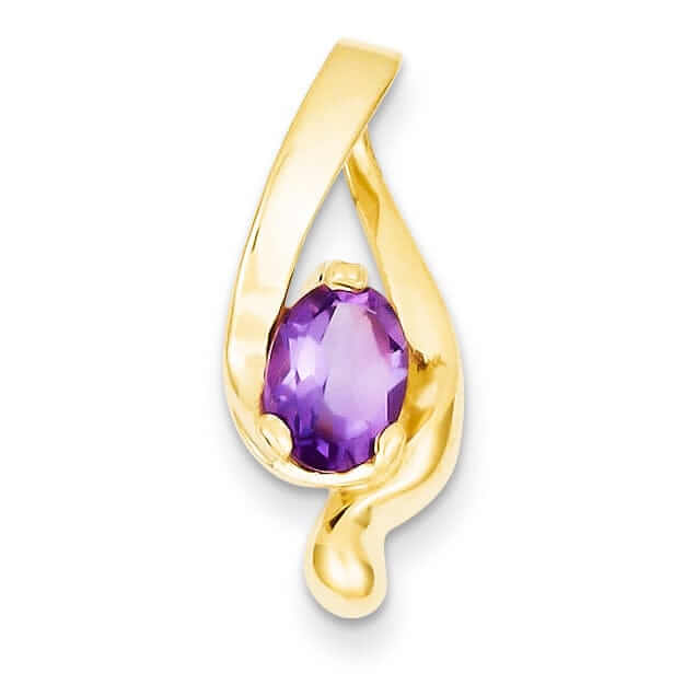 Lovely Rita's Pendants & Charms 14 Yellow Gold 8x6m Oval Amethyst Slide Pendant