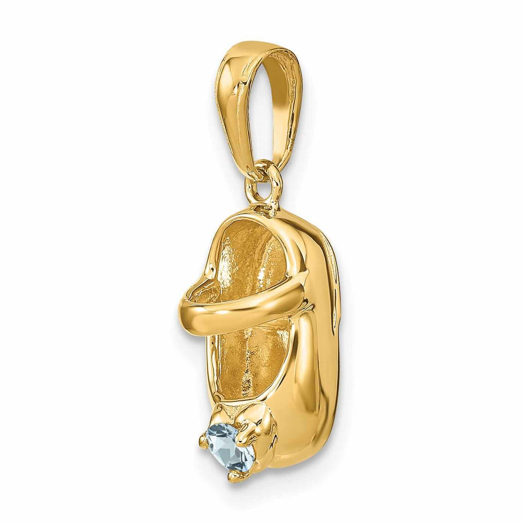 Lovely Rita's Pendants & Charms 14 Yellow Gold Aquamarine Stone Baby Shoe Charm