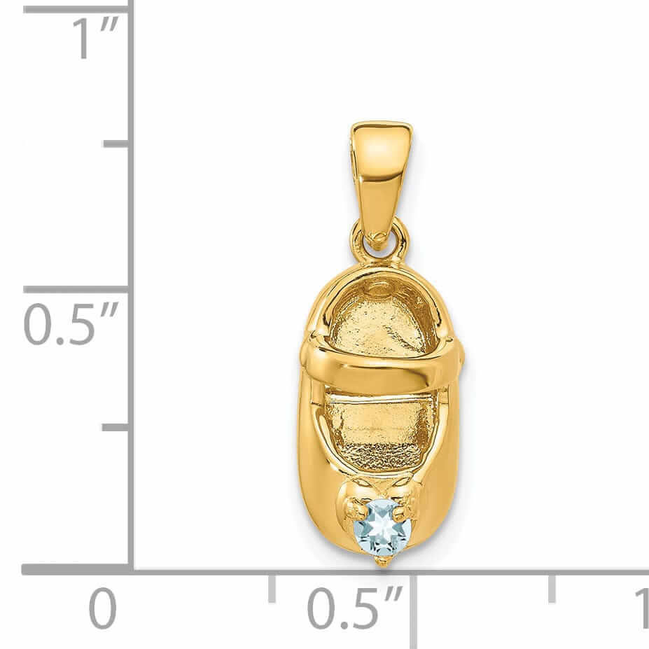 Lovely Rita's Pendants & Charms 14 Yellow Gold Aquamarine Stone Baby Shoe Charm
