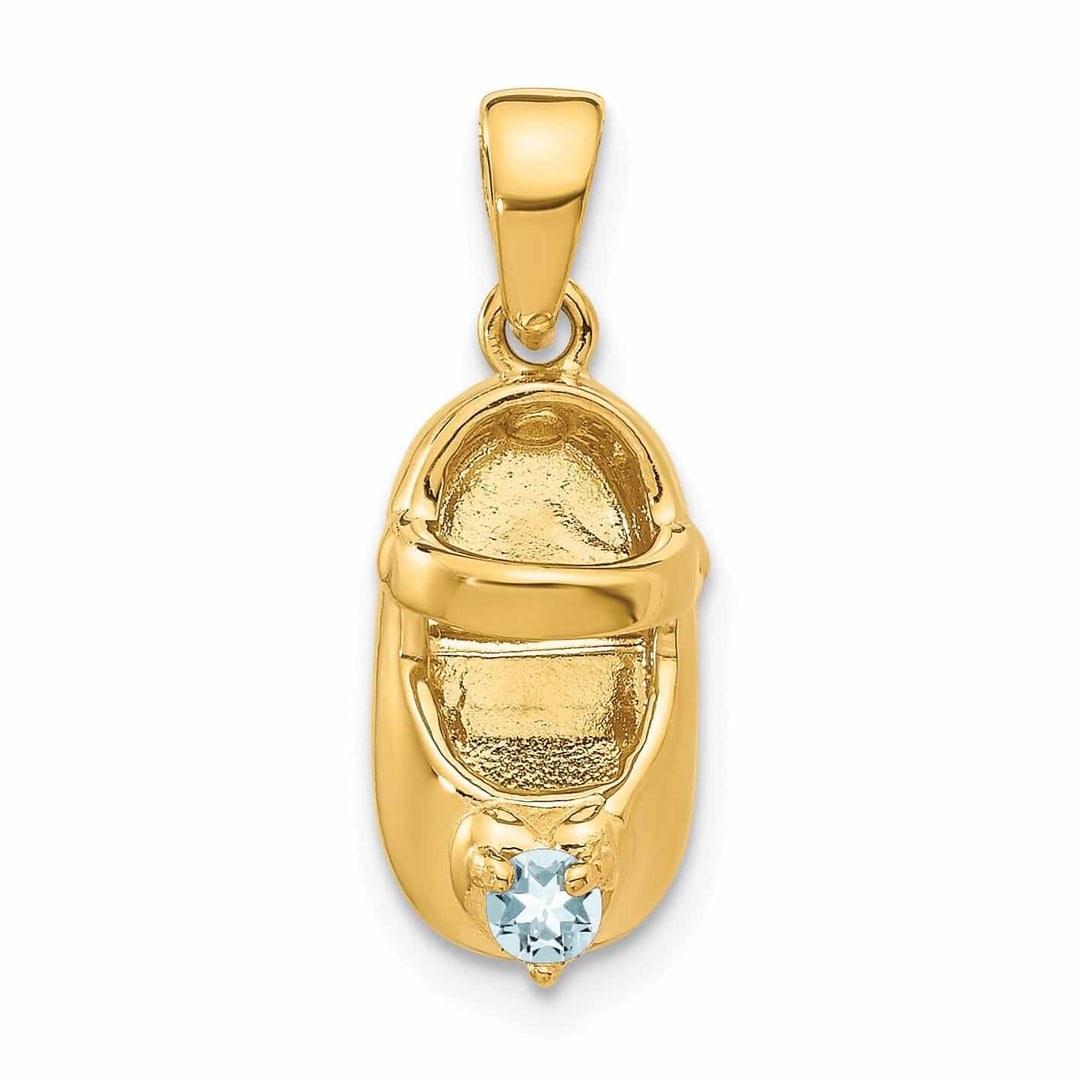 Lovely Rita's Pendants & Charms 14 Yellow Gold Aquamarine Stone Baby Shoe Charm