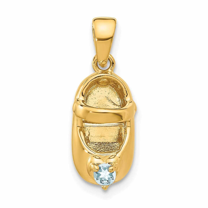 Lovely Rita's Pendants & Charms 14 Yellow Gold Aquamarine Stone Baby Shoe Charm