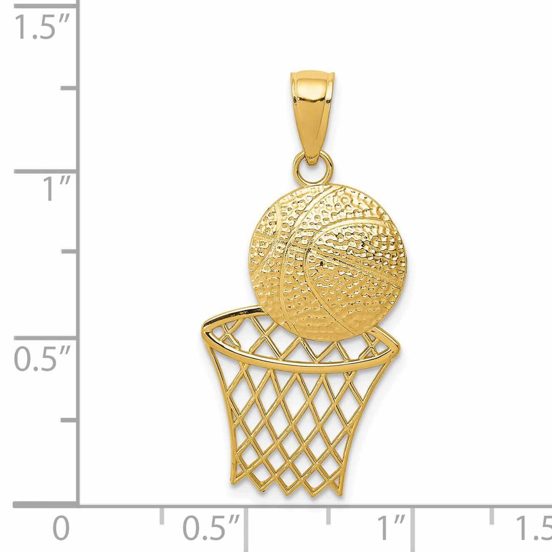 Lovely Rita's Pendants & Charms 14 Yellow Gold Basketball and Net Charm Pendant