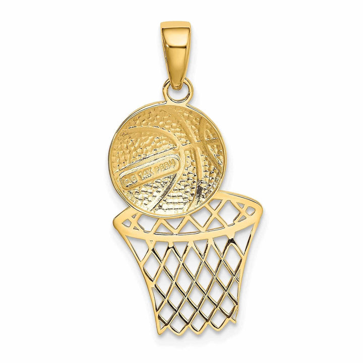 Lovely Rita's Pendants & Charms 14 Yellow Gold Basketball and Net Charm Pendant
