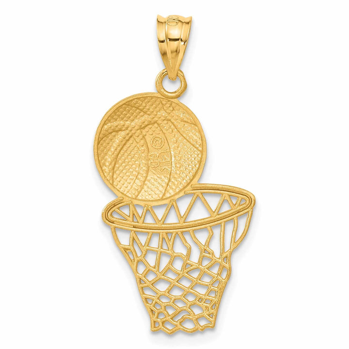 Lovely Rita's Pendants & Charms 14 Yellow Gold Basketball and Net Charm Pendant