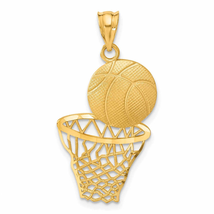 Lovely Rita's Pendants & Charms 14 Yellow Gold Basketball and Net Charm Pendant