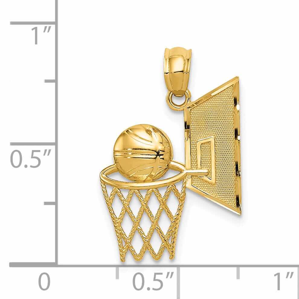 Lovely Rita's Pendants & Charms 14 Yellow Gold Basketball and Net Charm Pendant