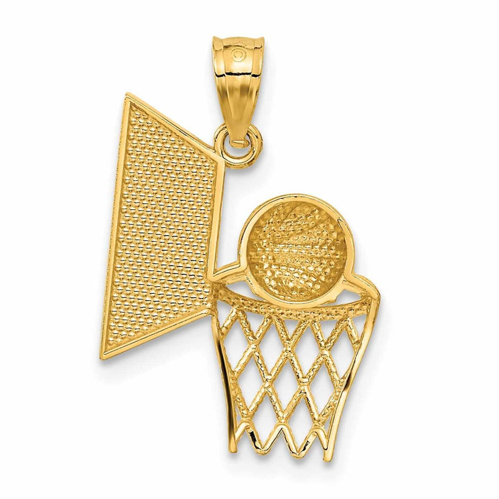 Lovely Rita's Pendants & Charms 14 Yellow Gold Basketball and Net Charm Pendant