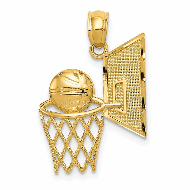 Lovely Rita's Pendants & Charms 14 Yellow Gold Basketball and Net Charm Pendant