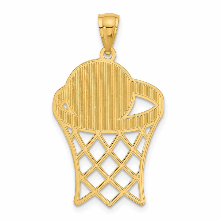 Lovely Rita's Pendants & Charms 14 Yellow Gold Basketball in Hoop Charm Pendant