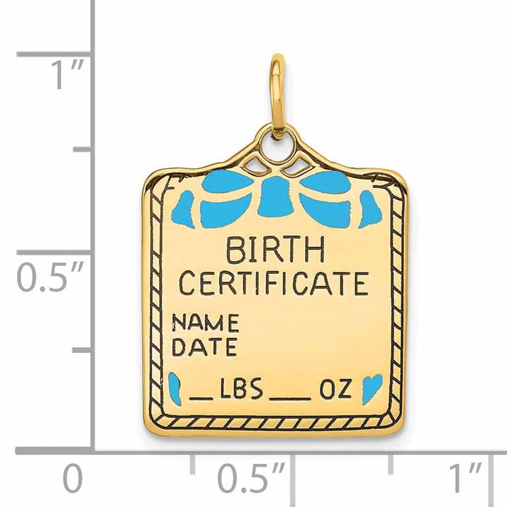 Lovely Rita's Pendants & Charms 14 Yellow Gold Birth Certificate Charm Pendant