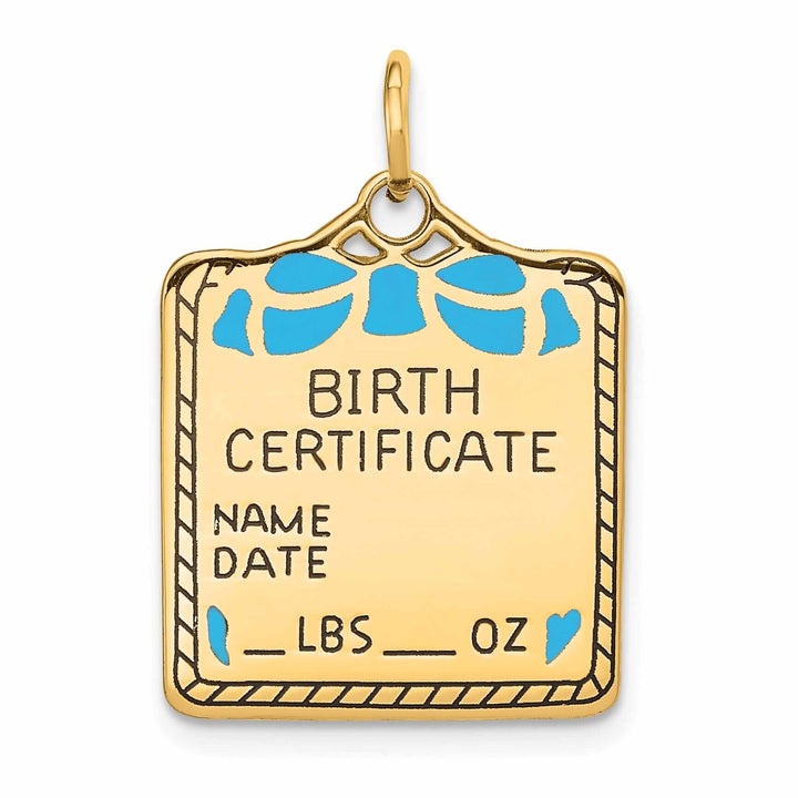 Lovely Rita's Pendants & Charms 14 Yellow Gold Birth Certificate Charm Pendant