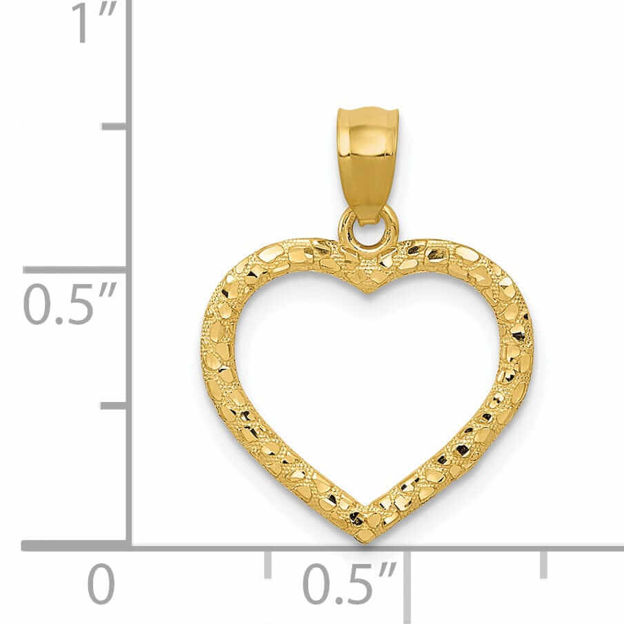 Lovely Rita's Pendants & Charms 14 Yellow Gold Diamond Cut Nugget Heart Pendant