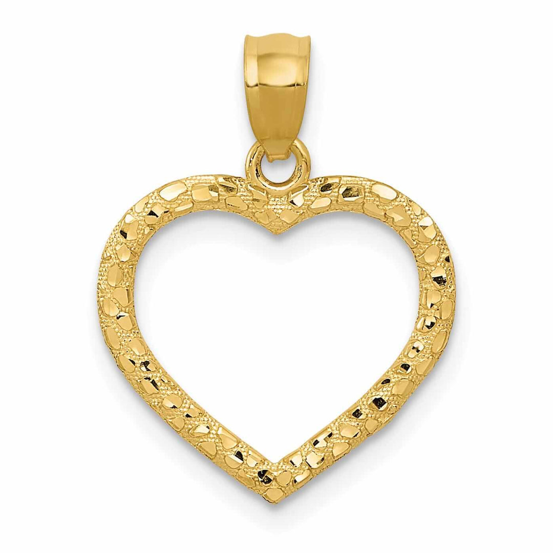 Lovely Rita's Pendants & Charms 14 Yellow Gold Diamond Cut Nugget Heart Pendant
