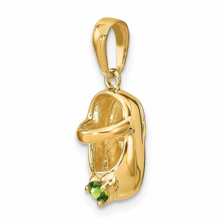 Lovely Rita's Pendants & Charms 14 Yellow Gold Peridot Stone 3D Baby Shoe Charm