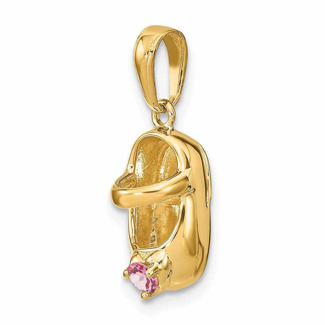 Lovely Rita's Pendants & Charms 14 Yellow Gold Pink Tourmaline Stone Shoe Charm