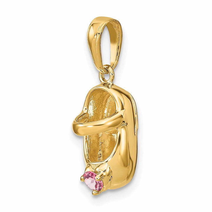 Lovely Rita's Pendants & Charms 14 Yellow Gold Pink Tourmaline Stone Shoe Charm